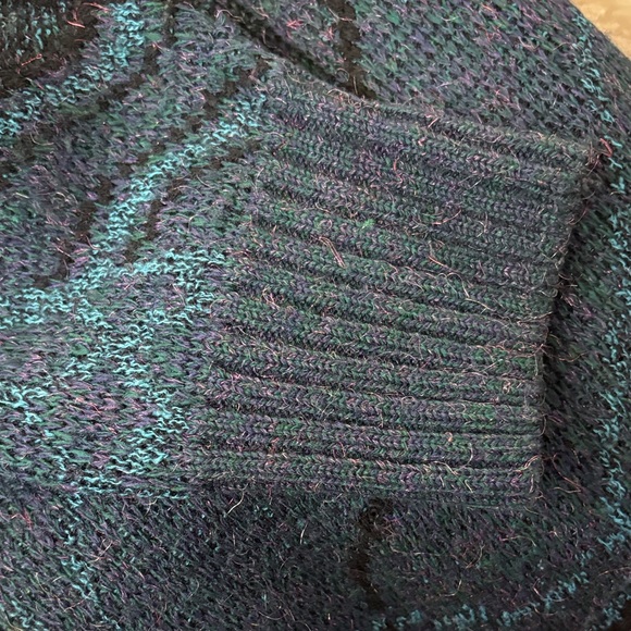Vintage 90’s Funky Teal and Black Crewneck Sweater Grandpa Retro XL - Picture 7 of 7